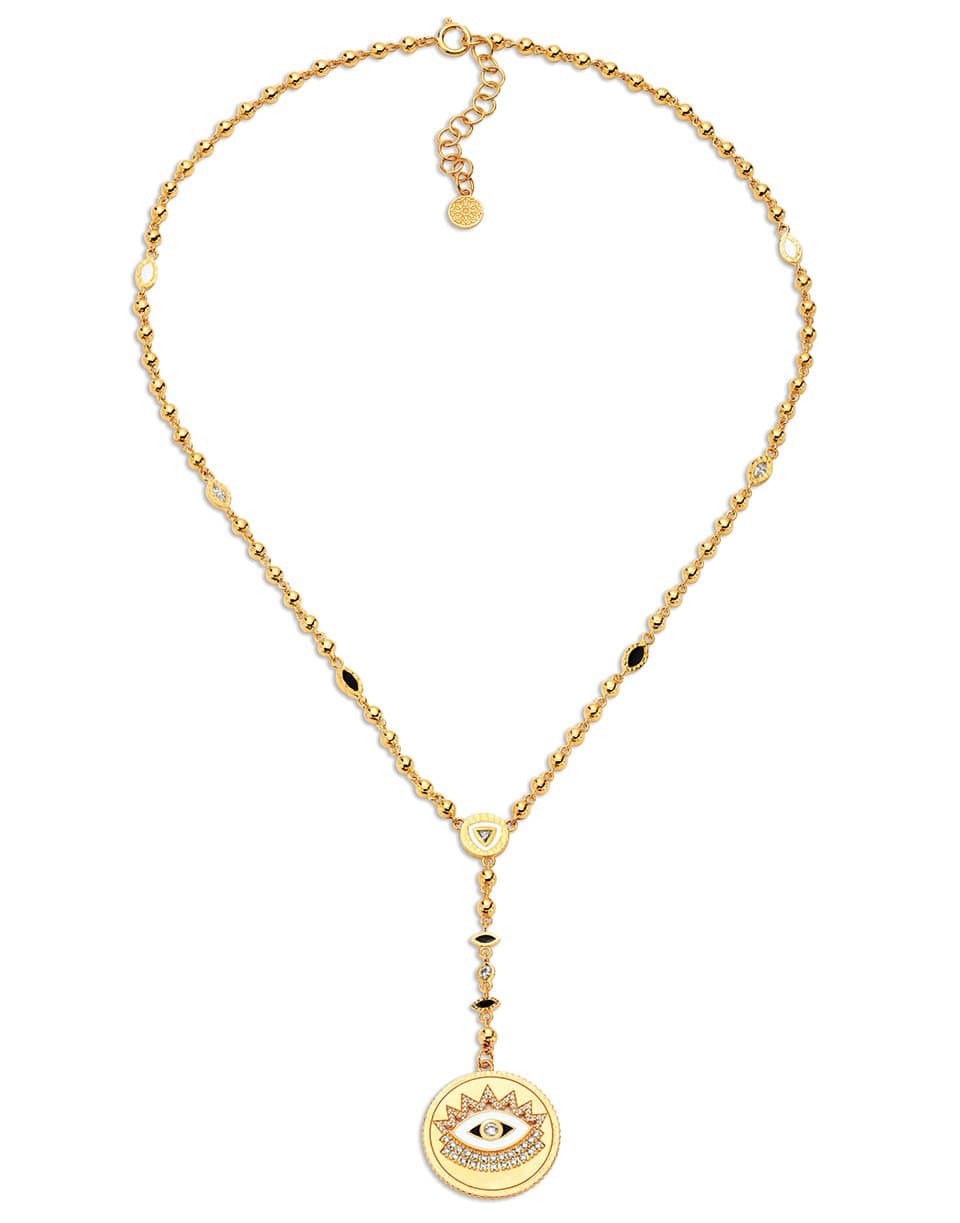 BUDDHA MAMA-Evil Eye Rosary Necklace-YELLOW GOLD