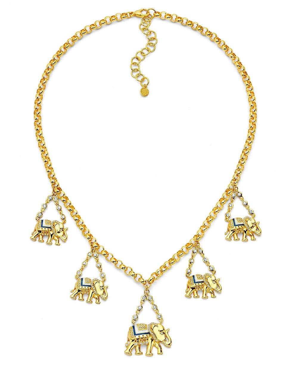 BUDDHA MAMA-Five Elephant Charm Necklace-YELLOW GOLD