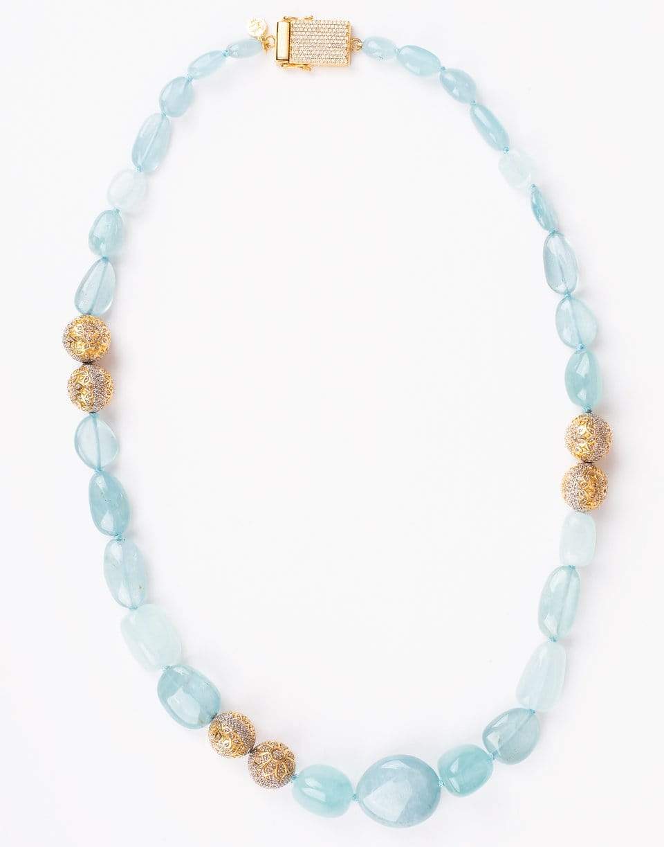 BUDDHA MAMA-Graduated Aquamarine Necklace-YELLOW GOLD