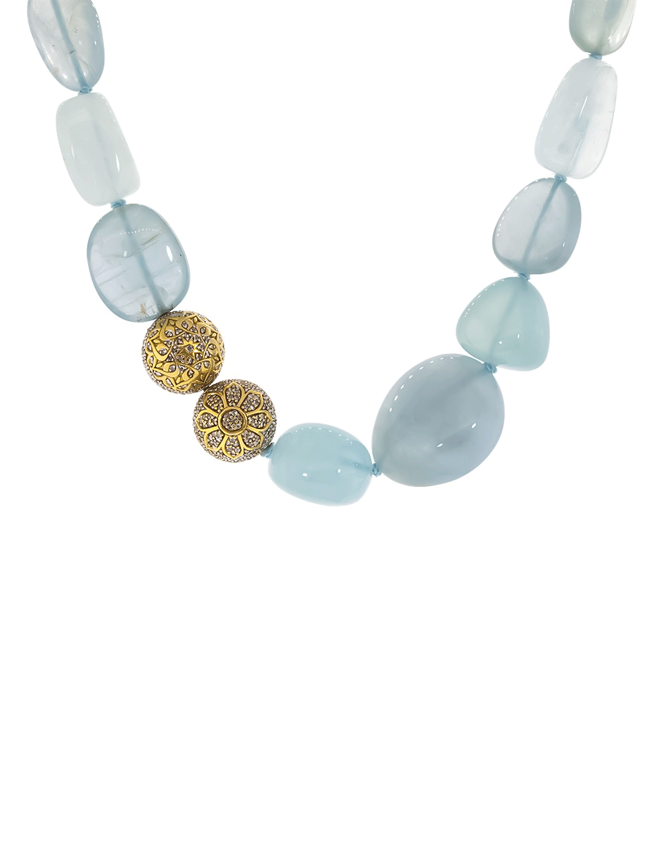 BUDDHA MAMA-Graduated Aquamarine Necklace-YELLOW GOLD