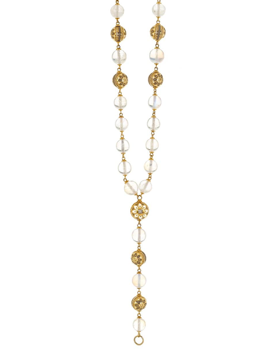 BUDDHA MAMA-Moonstone Wrap Necklace-YELLOW GOLD