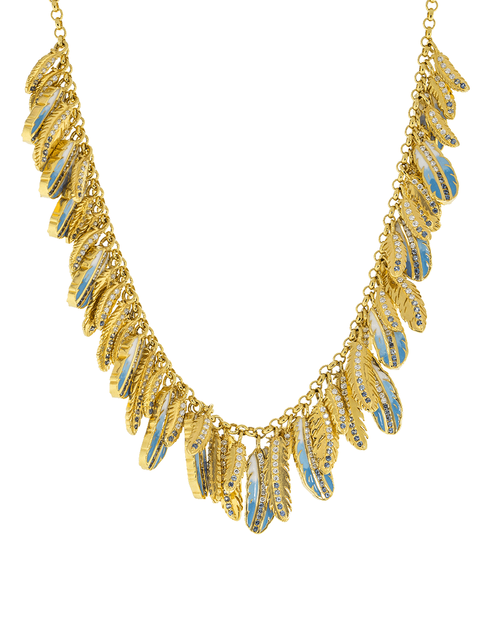 BUDDHA MAMA-Ombre Enamel Feather Necklace-YELLOW GOLD