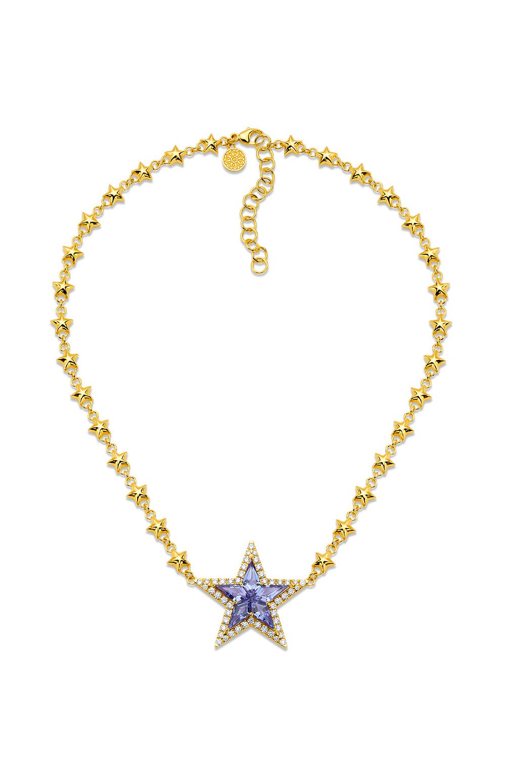 BUDDHA MAMA-Tanzanite Mini Puff Star Necklace-YELLOW GOLD