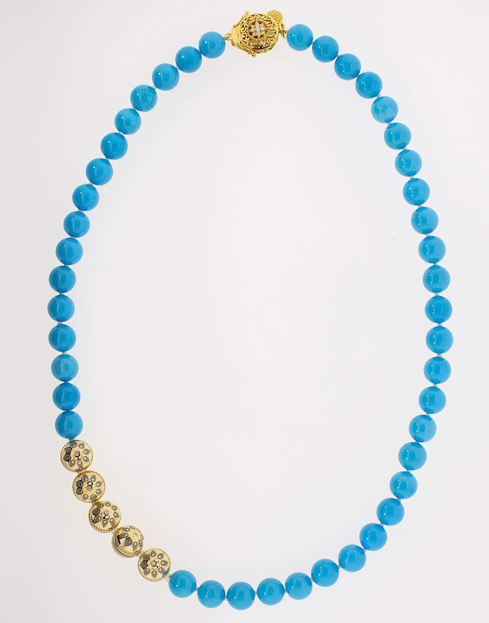BUDDHA MAMA-Turquoise and Enamel Beaded Necklace-YELLOW GOLD