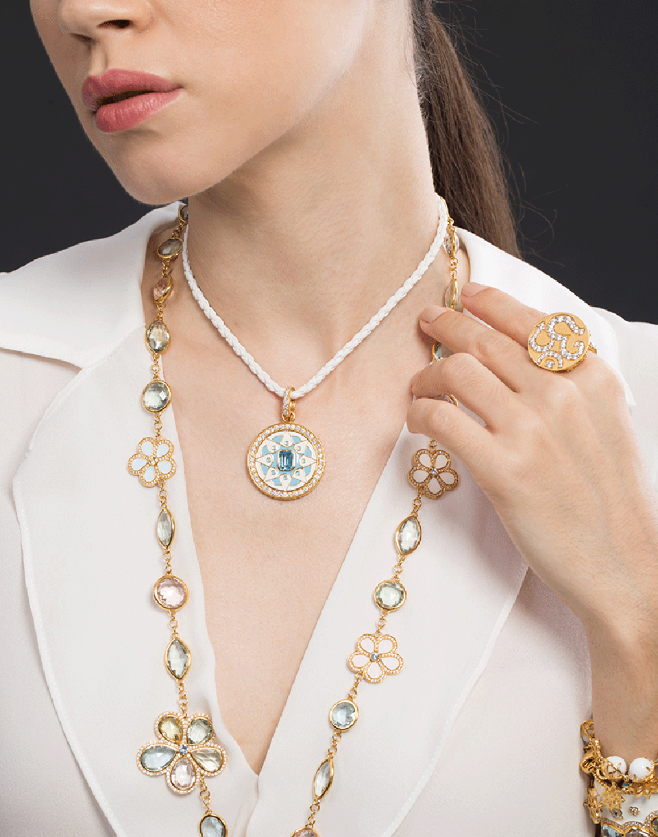 BUDDHA MAMA-White Faux Leather Cord-YELLOW GOLD