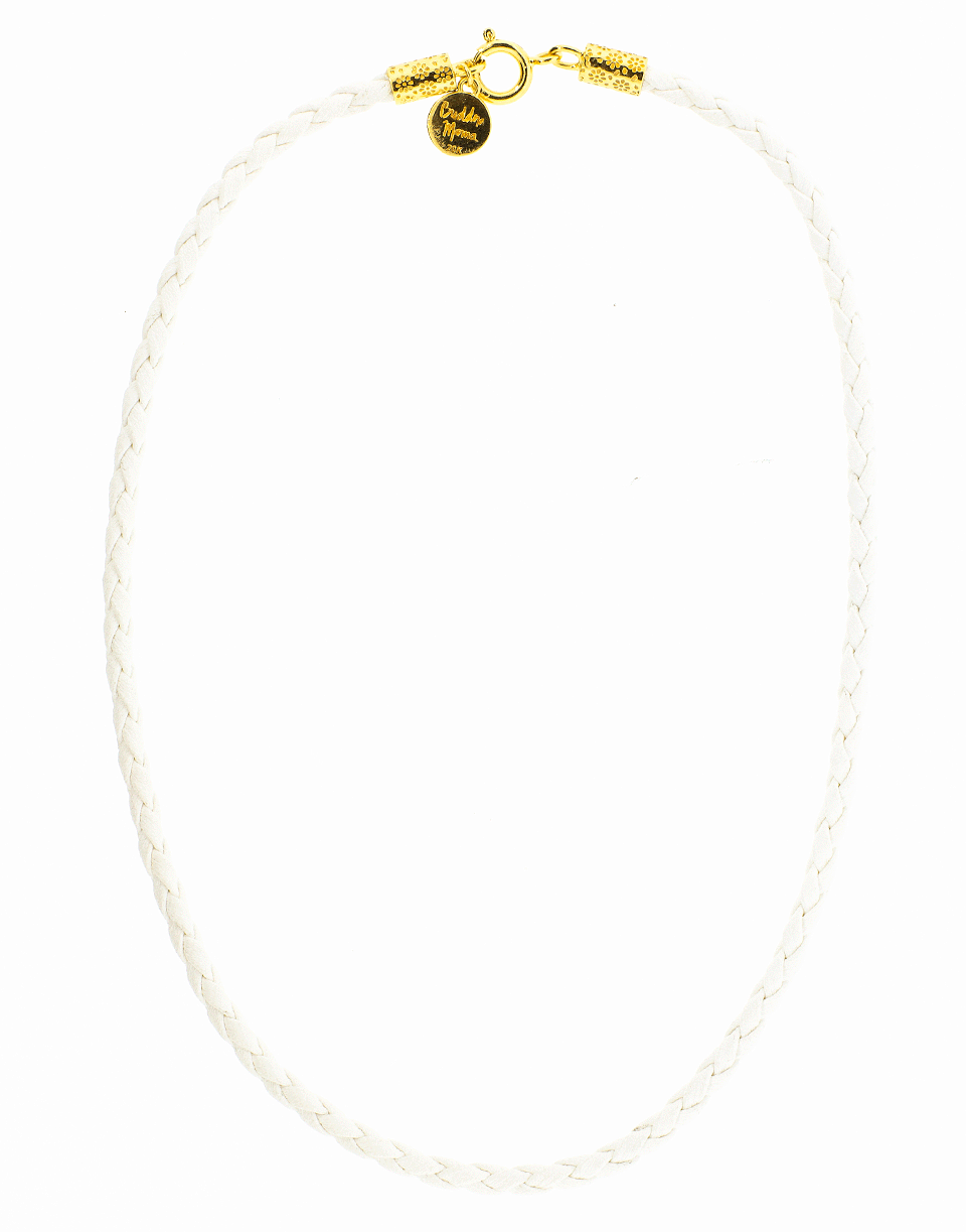 BUDDHA MAMA-White Faux Leather Cord-YELLOW GOLD