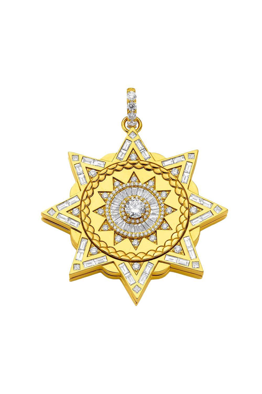 Large Sundial Locket-YELLOW GOLD-JEWELRYFINE JEWELPENDANT-BUDDHA MAMA