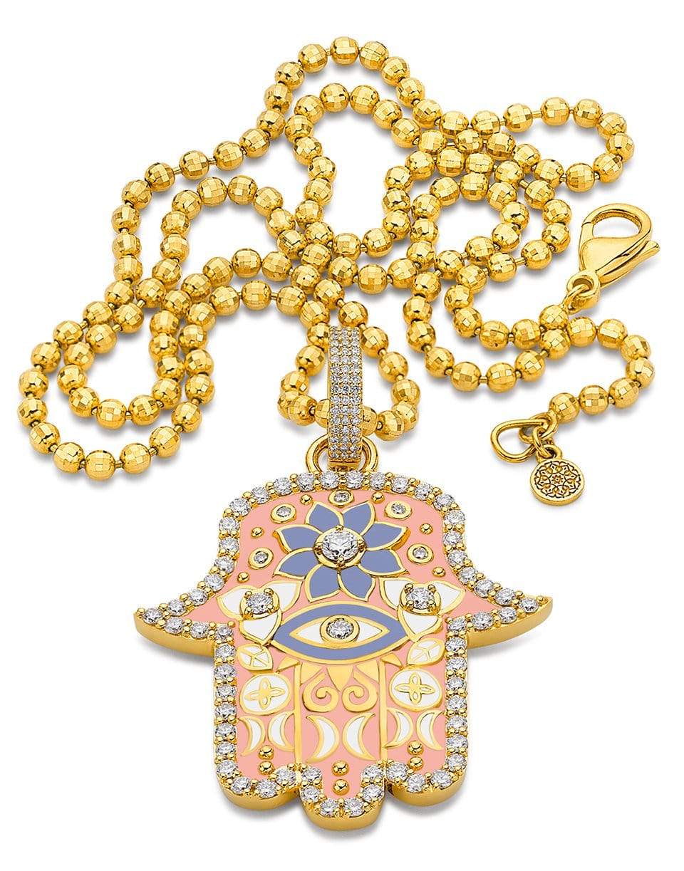 BUDDHA MAMA-Medium Pink Hamsa Pendant-