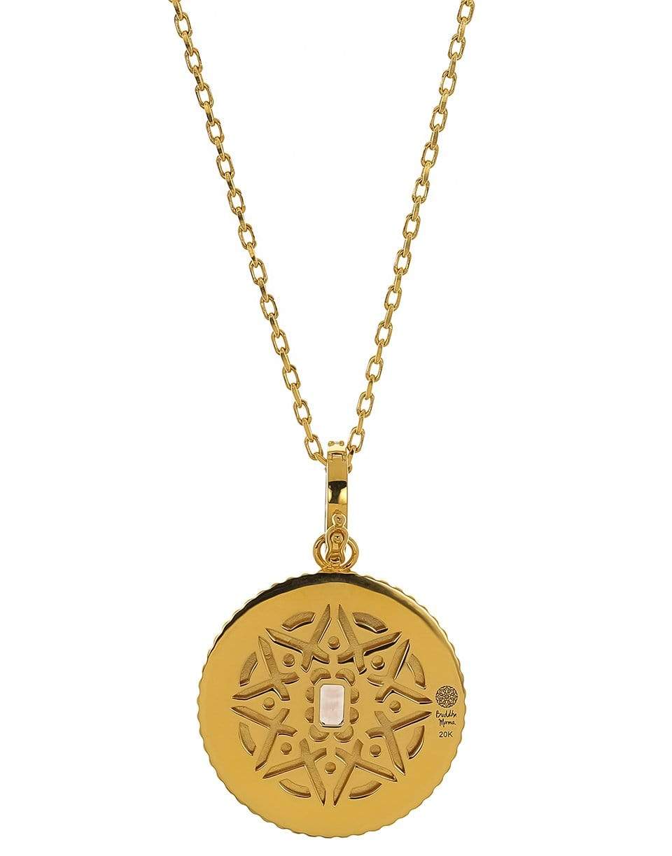 BUDDHA MAMA-30mm Grey & White Mandala Pendant-YELLOW GOLD