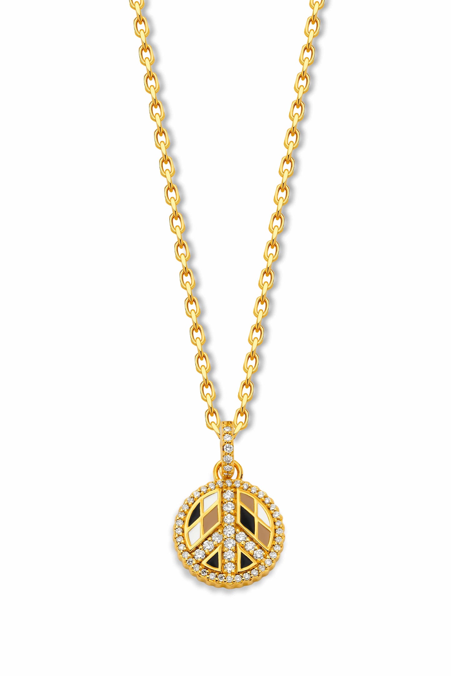 BUDDHA MAMA-Chevron Peace Sign Pendant-YELLOW GOLD