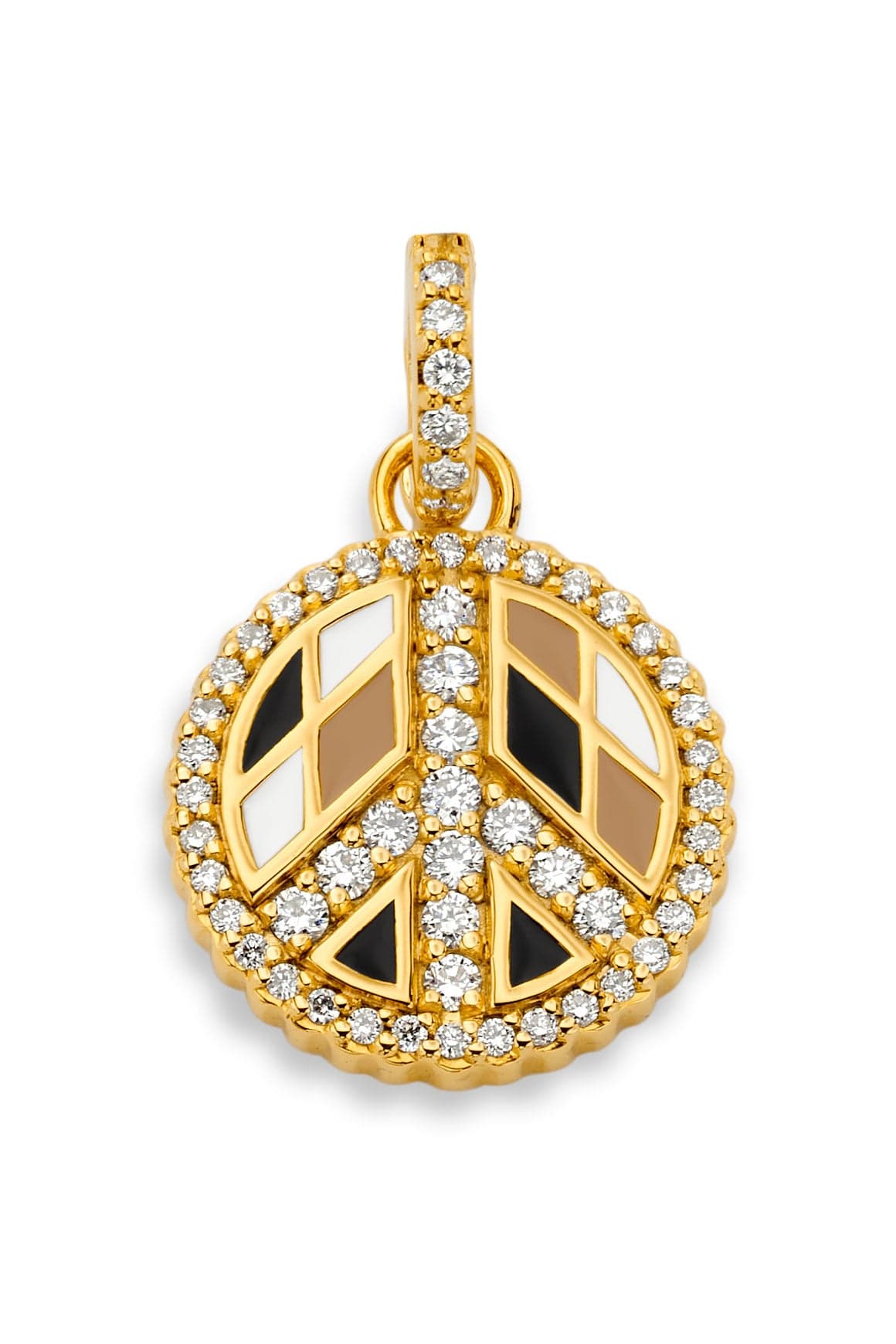 BUDDHA MAMA-Chevron Peace Sign Pendant-YELLOW GOLD