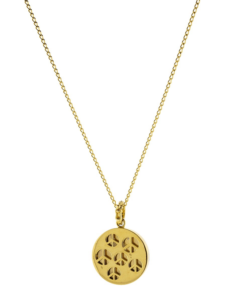 BUDDHA MAMA-Crystal Peace Sign Pendant-YELLOW GOLD