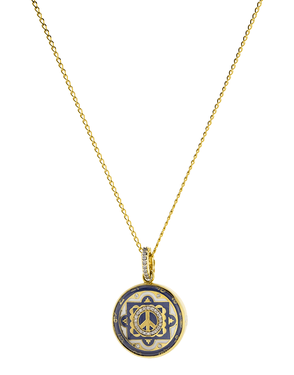 BUDDHA MAMA-Crystal Peace Sign Pendant-YELLOW GOLD