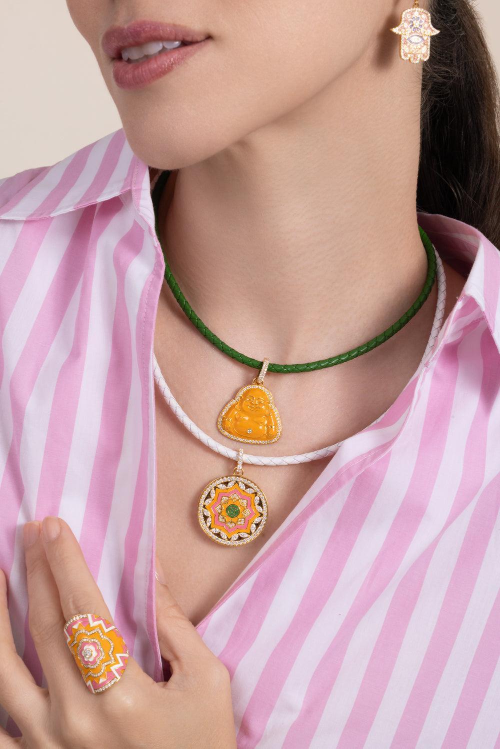 Diamond Clementine Mandala Pendant-YELLOW GOLD-JEWELRYFINE JEWELPENDANT-BUDDHA MAMA