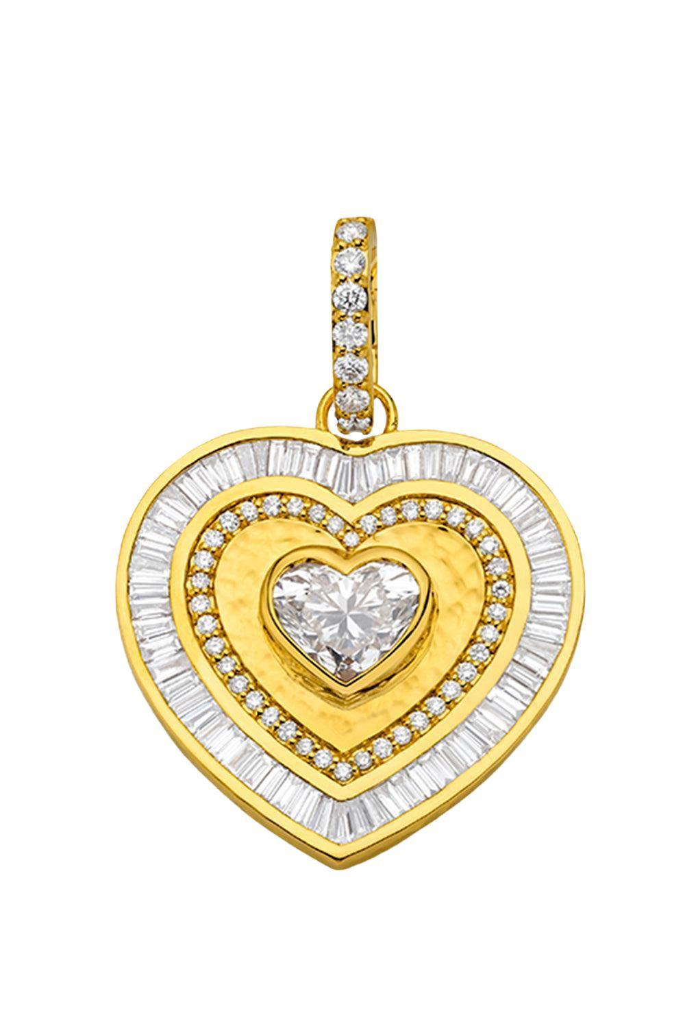 Diamond Fancy Cut Heart Pendant-YELLOW GOLD-JEWELRYFINE JEWELPENDANT-BUDDHA MAMA