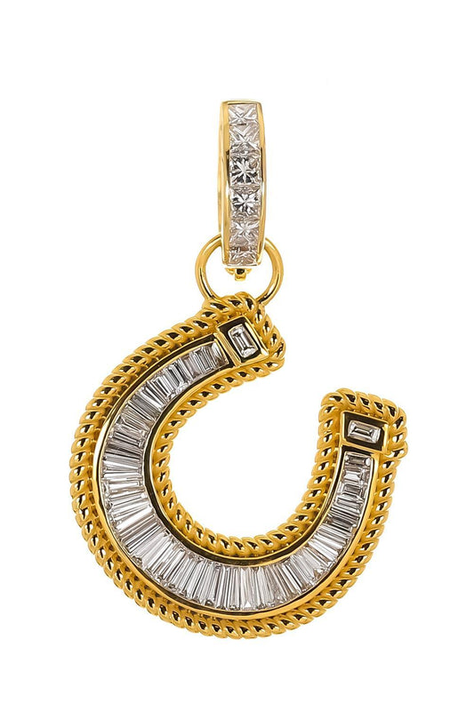 Diamond Horseshoe Pendant-YELLOW GOLD-JEWELRYFINE JEWELPENDANT-BUDDHA MAMA