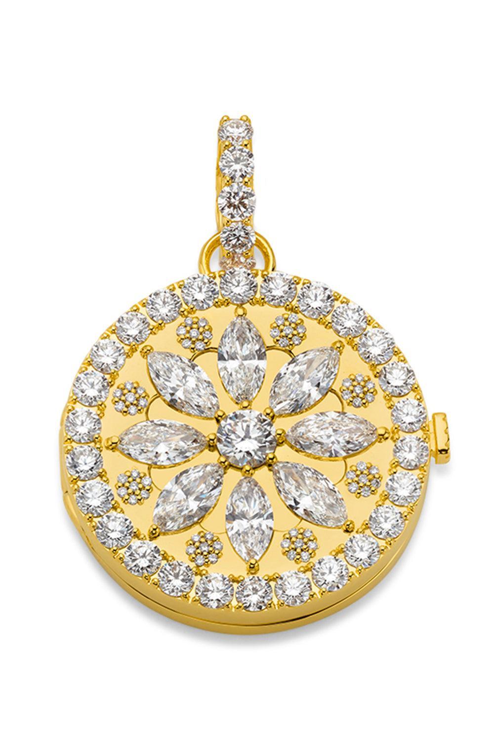 Diamond Mandala Locket-YELLOW GOLD-JEWELRYFINE JEWELPENDANT-BUDDHA MAMA