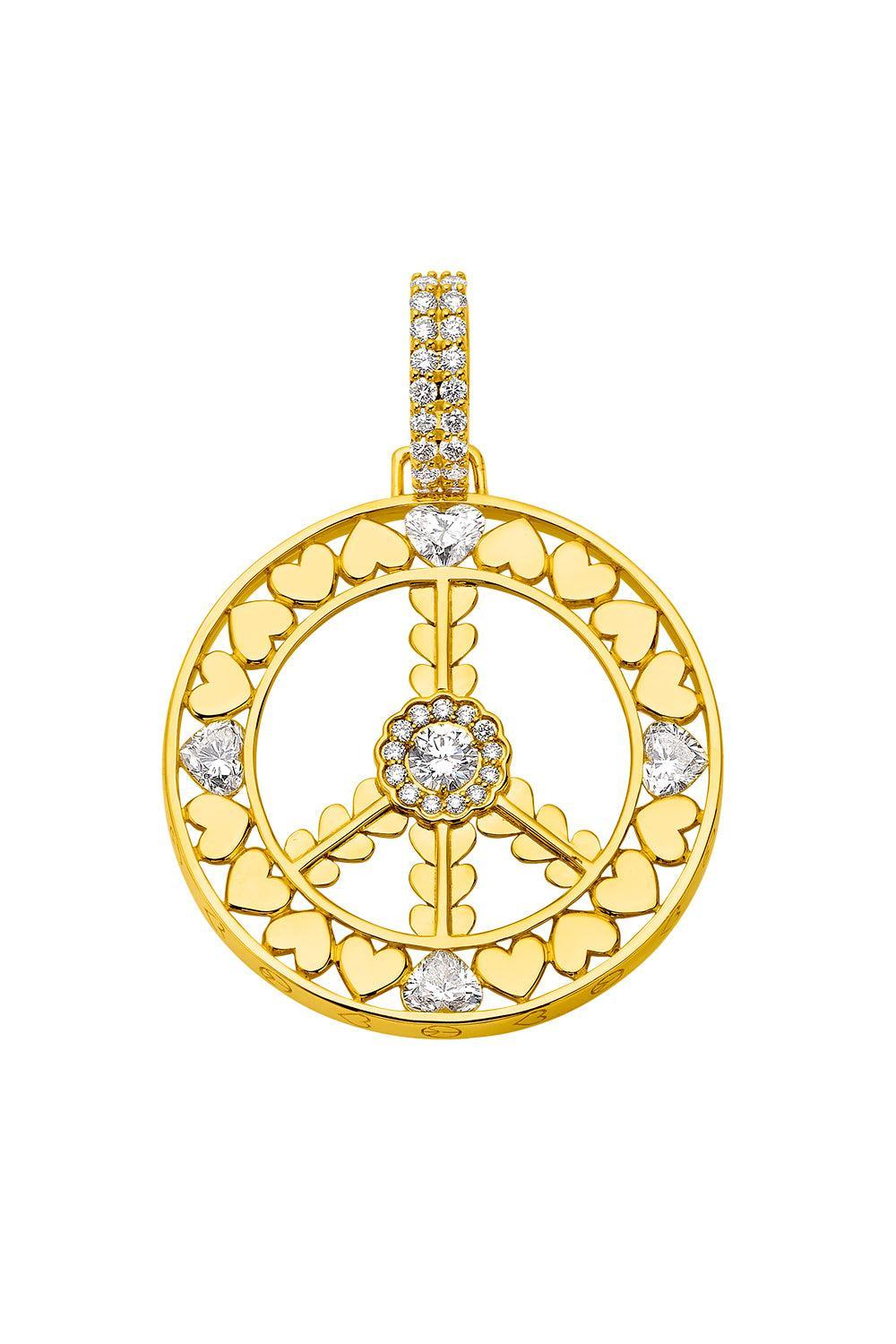  Diamond Peace Sign Pendant-YELLOW GOLD-JEWELRYFINE JEWELPENDANT-BUDDHA MAMA 