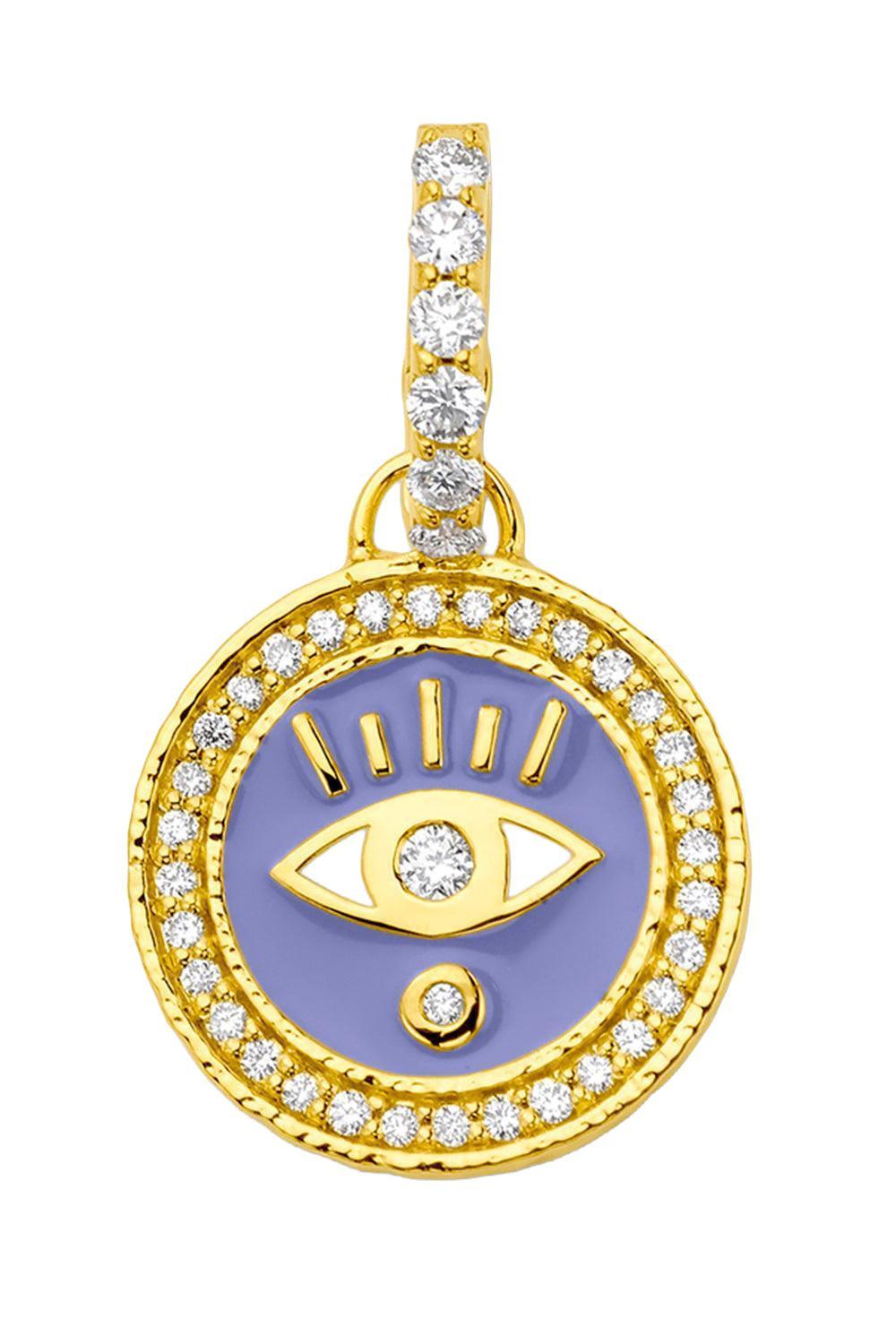 Diamond Periwinkle Evil Eye Pendant-YELLOW GOLD-JEWELRYFINE JEWELPENDANT-BUDDHA MAMA