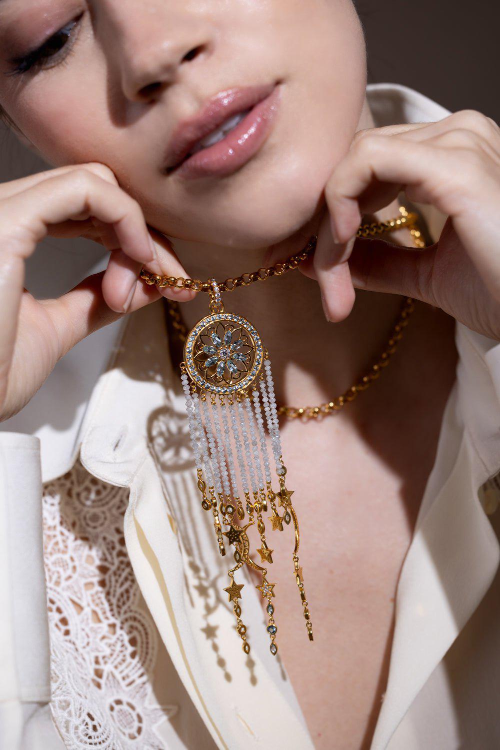 BUDDHA MAMA-Dream Catcher Pendant-YELLOW GOLD