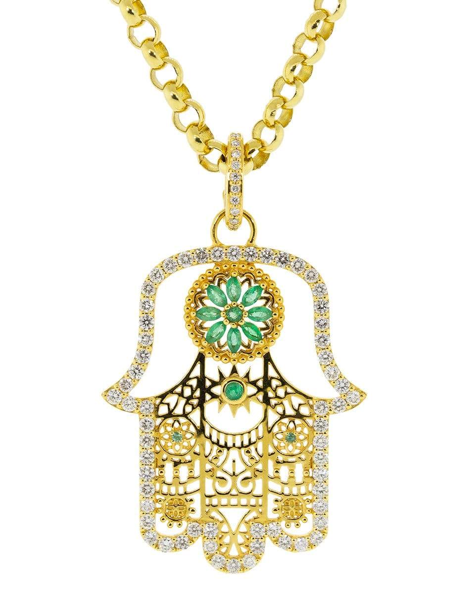 BUDDHA MAMA-Large Hamsa Pendant-YELLOW GOLD