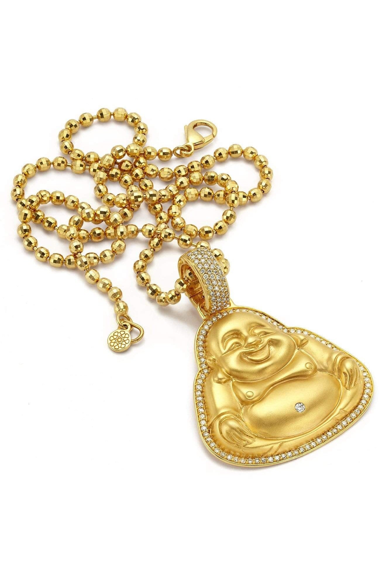 BUDDHA MAMA-Large Matte Happy Buddha Pendant-YELLOW GOLD