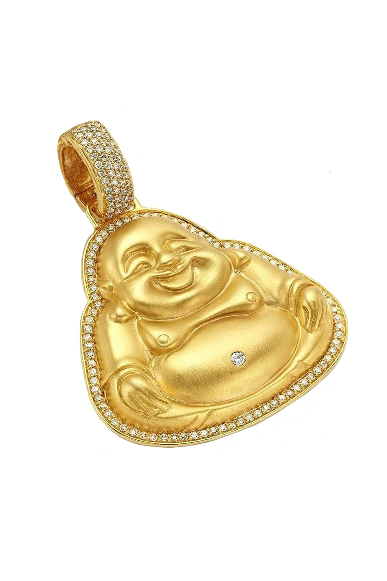BUDDHA MAMA-Large Matte Happy Buddha Pendant-YELLOW GOLD