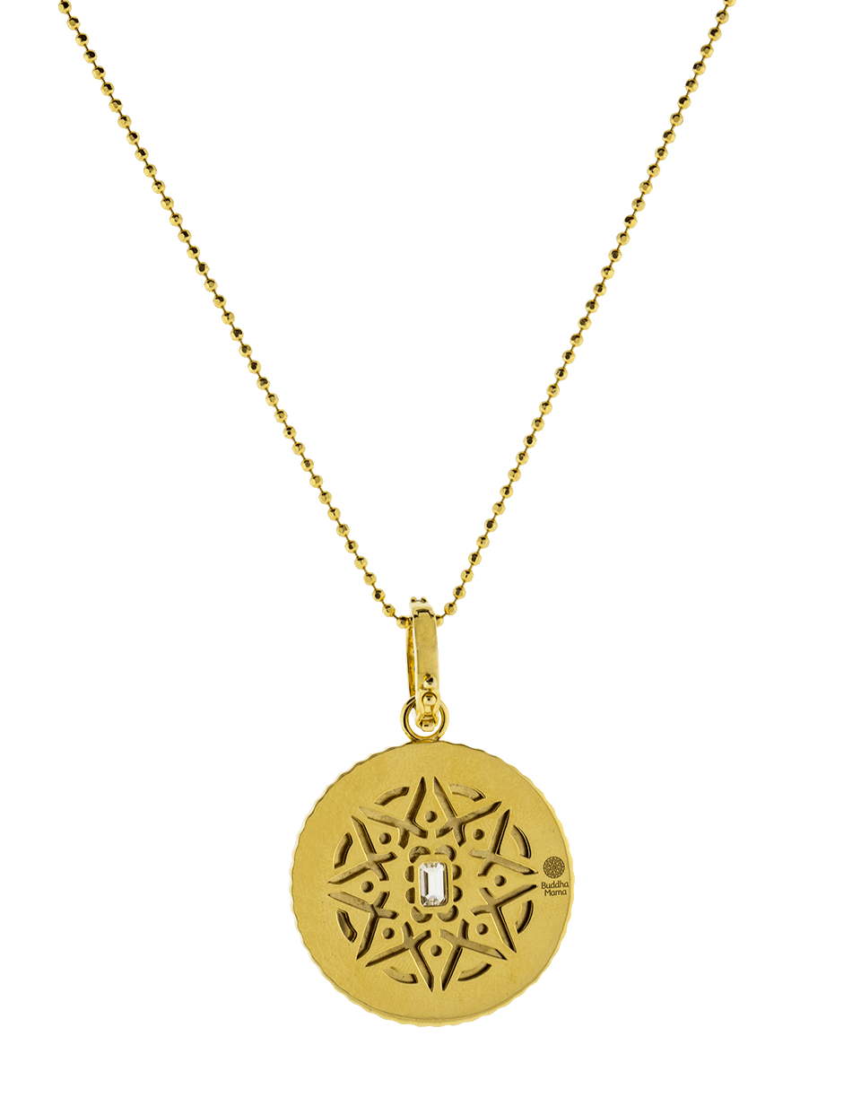 BUDDHA MAMA-Large Tile Coin Pendant-YELLOW GOLD