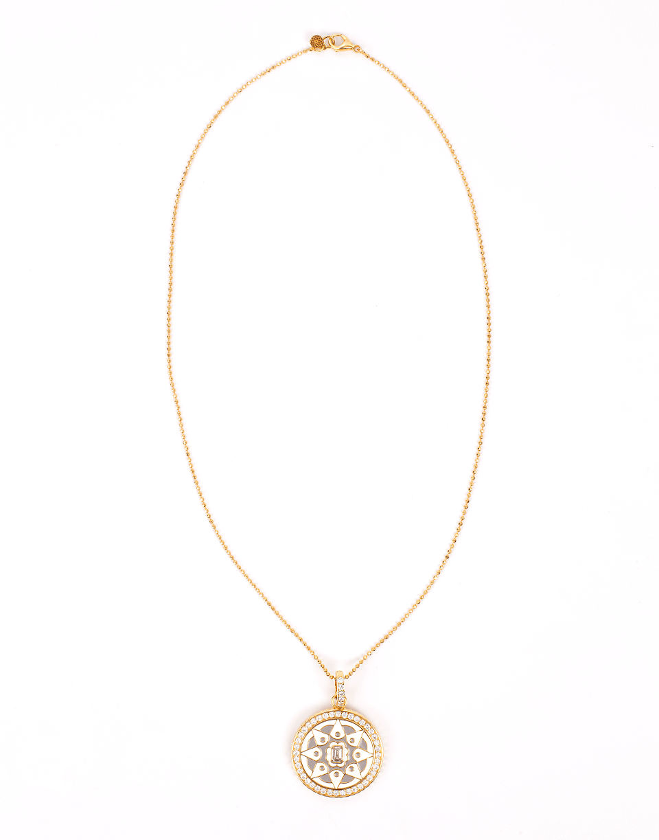 BUDDHA MAMA-Large Tile Coin Pendant-YELLOW GOLD