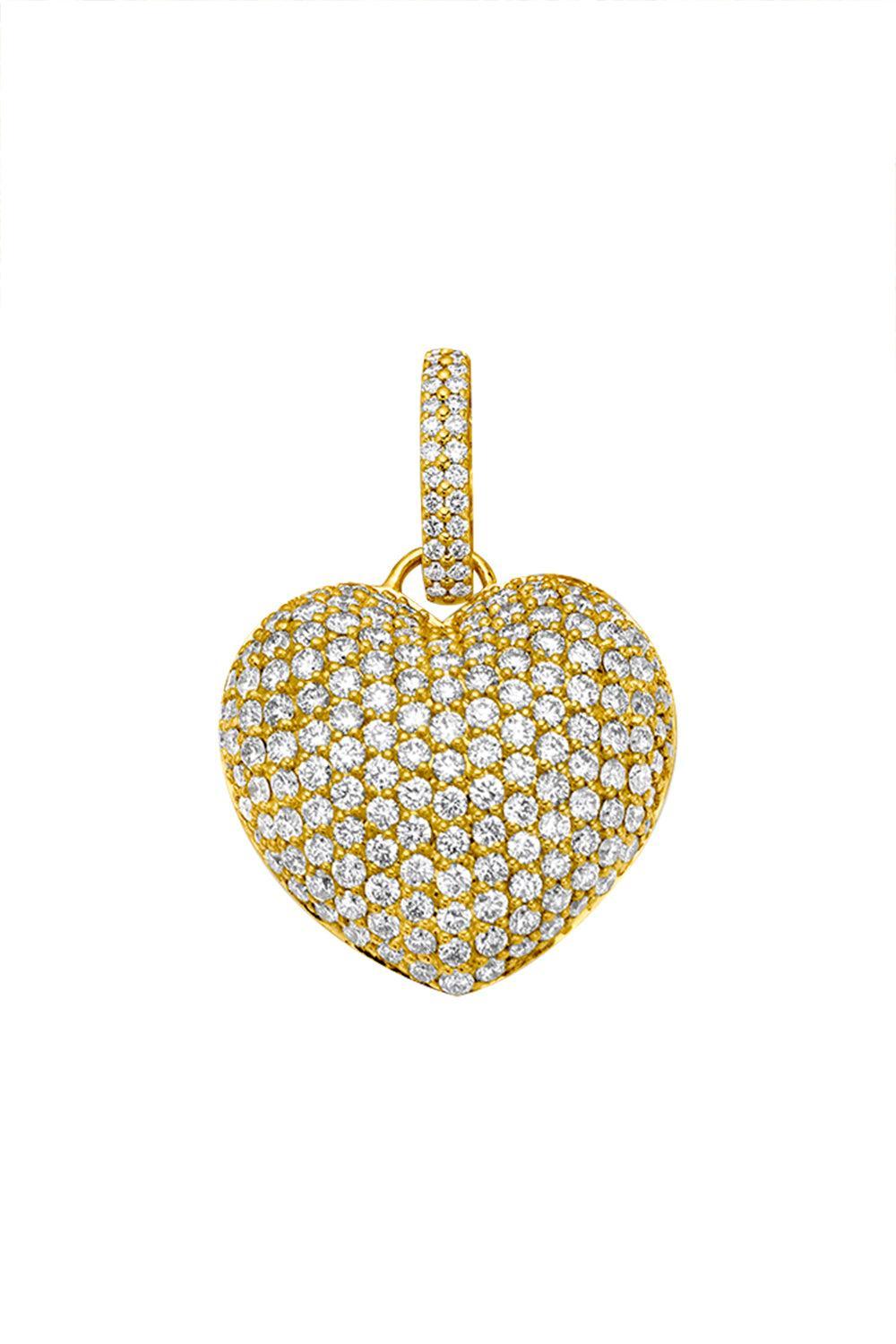 Diamond Medium Puffy Heart Pendant-YELLOW GOLD-M-JEWELRYFINE JEWELPENDANT-BUDDHA MAMA