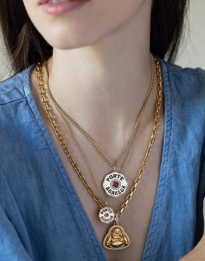 BUDDHA MAMA-Medium Diamond Buddha Pendant-YELLOW GOLD