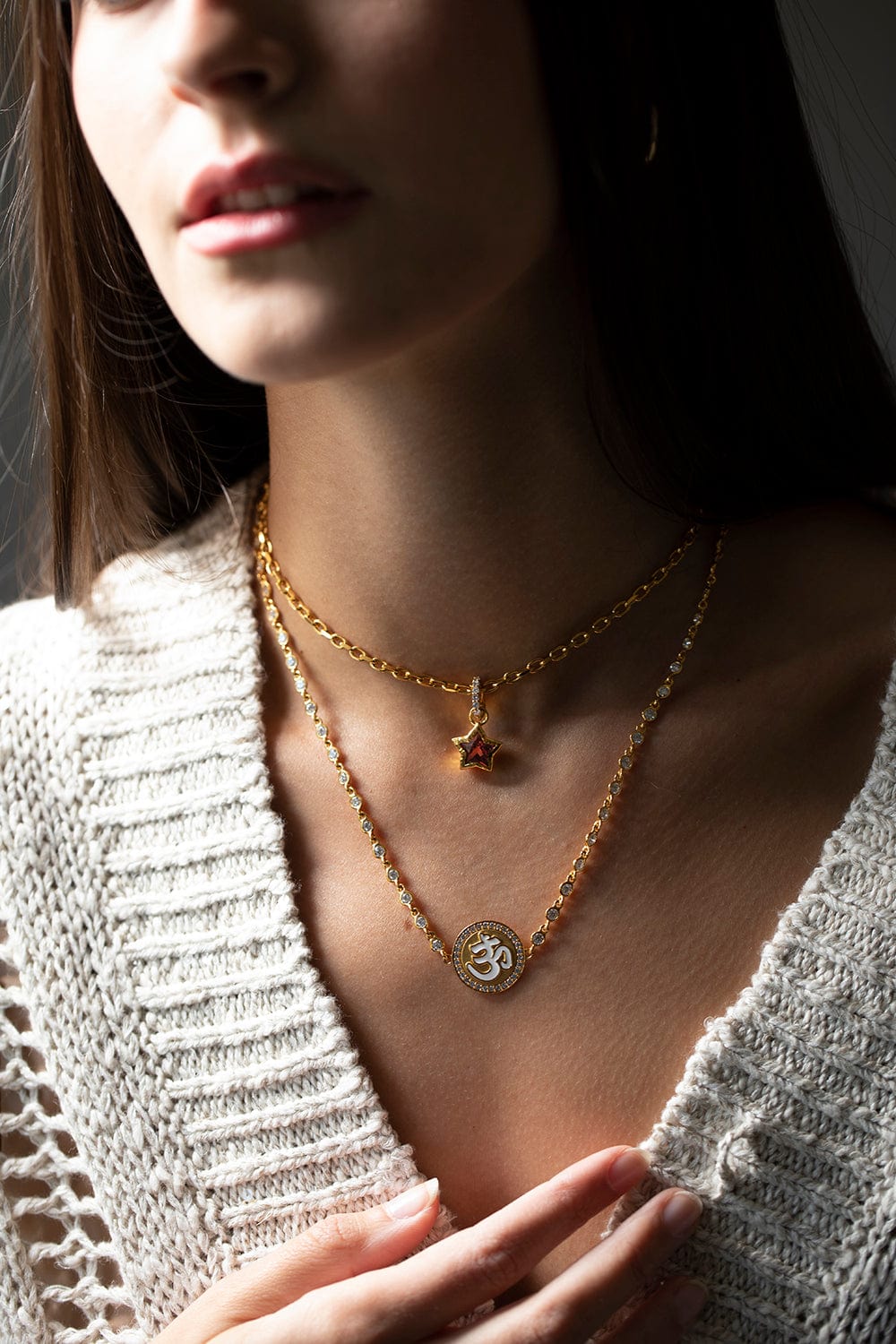 BUDDHA MAMA-Pink Tourmaline Star Pendant-YELLOW GOLD
