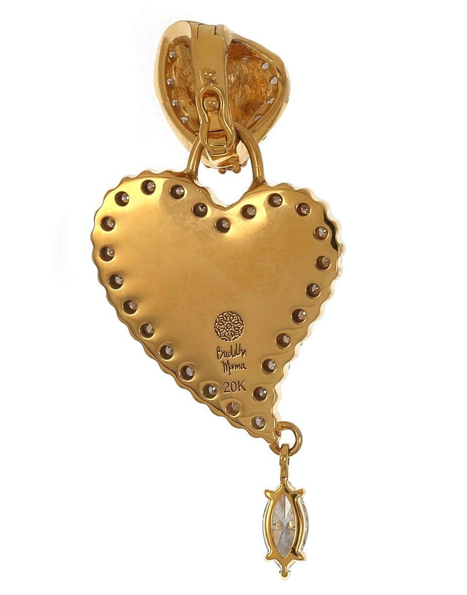 BUDDHA MAMA-Sky Blue Enamel Double Heart Pendant-YELLOW GOLD