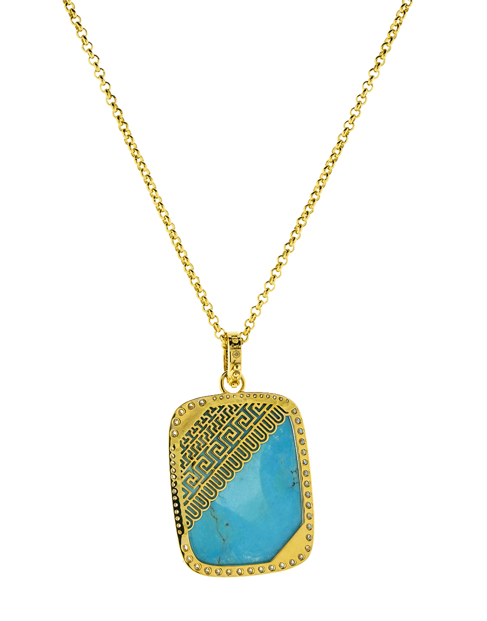 BUDDHA MAMA-Sleeping Beauty Turquoise Pendant-YELLOW GOLD