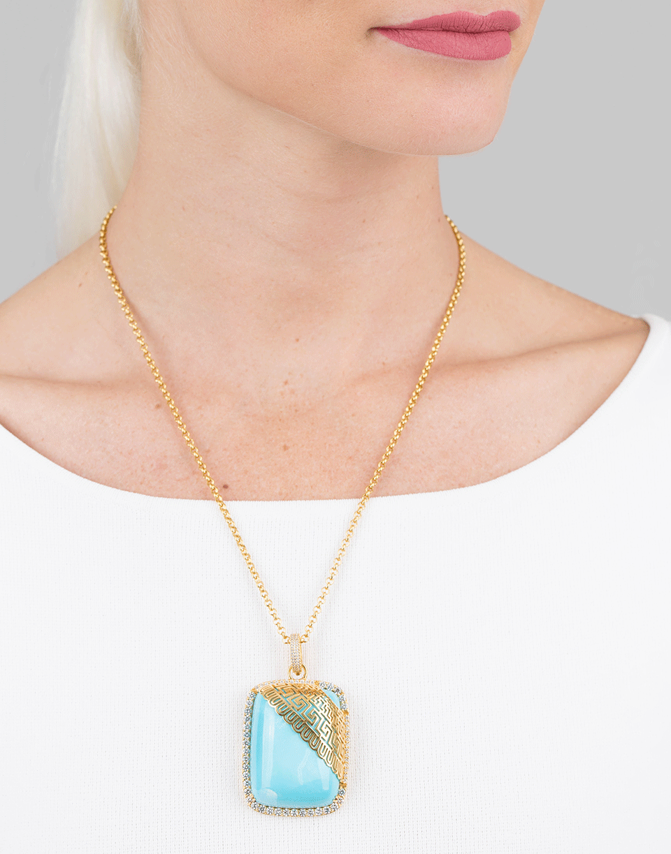 BUDDHA MAMA-Sleeping Beauty Turquoise Pendant-YELLOW GOLD