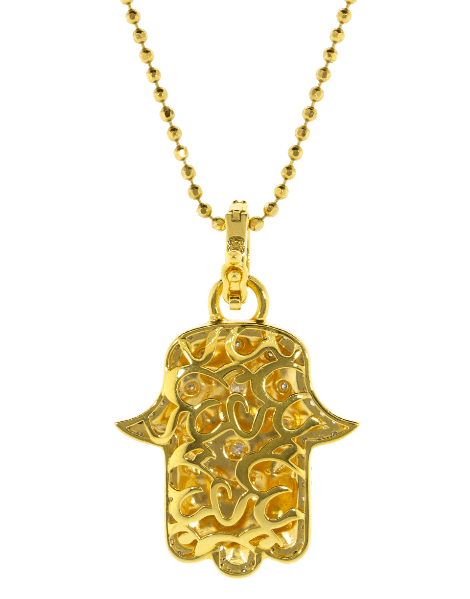 BUDDHA MAMA-Small Beige Hamsa Pendant-YELLOW GOLD