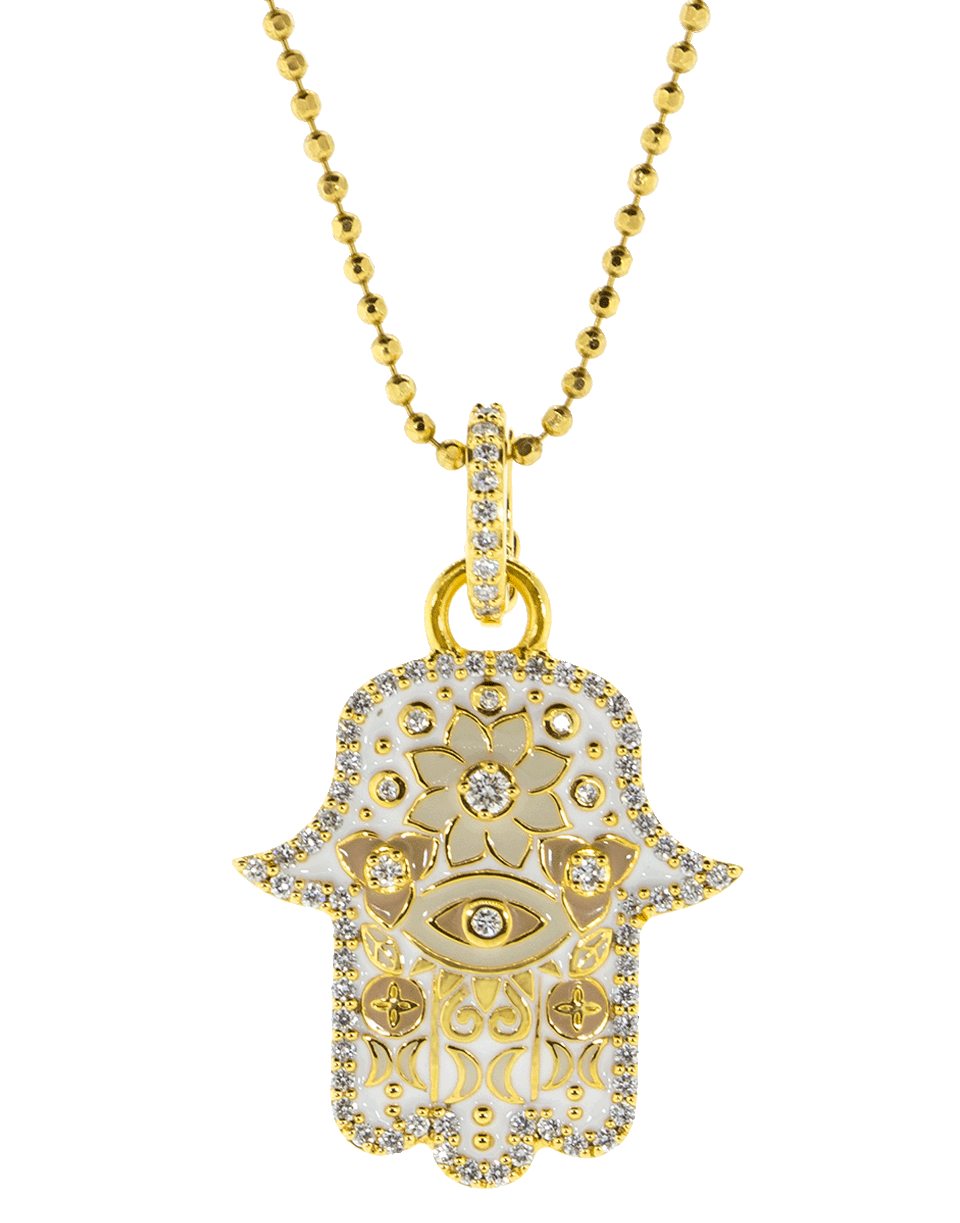 BUDDHA MAMA-Small Beige Hamsa Pendant-YELLOW GOLD