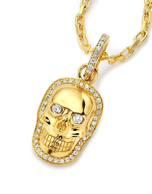 BUDDHA MAMA-Small Diamond Skull Pendant-YELLOW GOLD