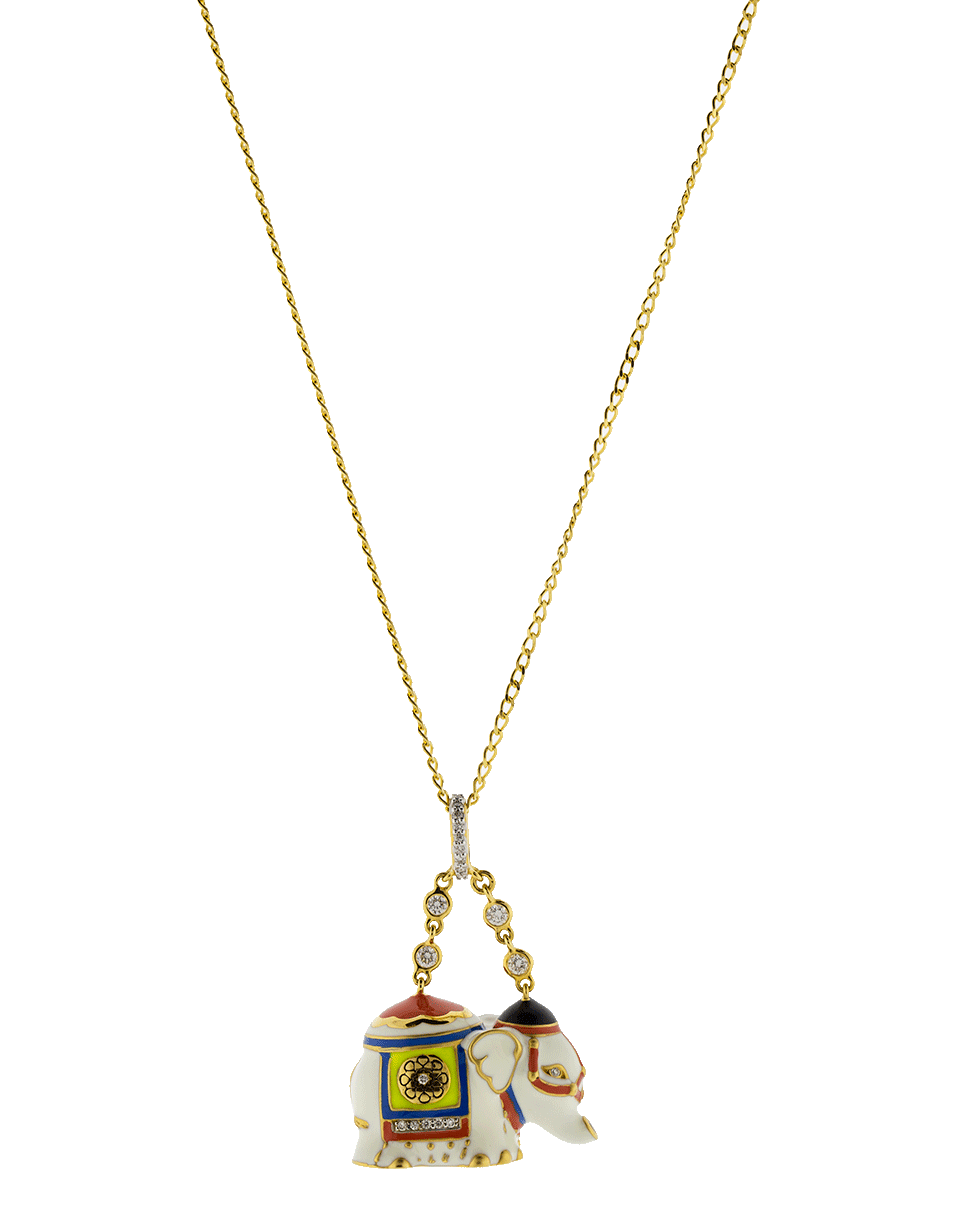 BUDDHA MAMA-Small Enamel Elephant Pendant-YELLOW GOLD