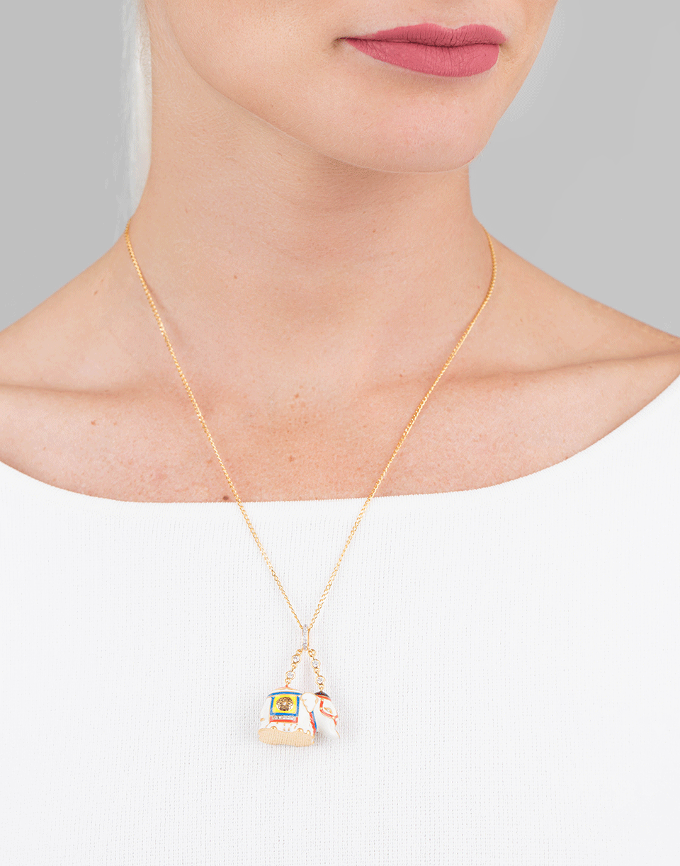 BUDDHA MAMA-Small Enamel Elephant Pendant-YELLOW GOLD