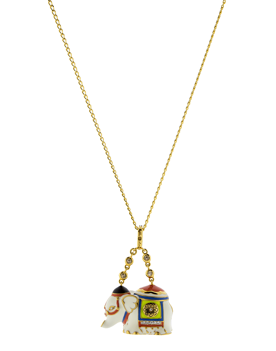 BUDDHA MAMA-Small Enamel Elephant Pendant-YELLOW GOLD