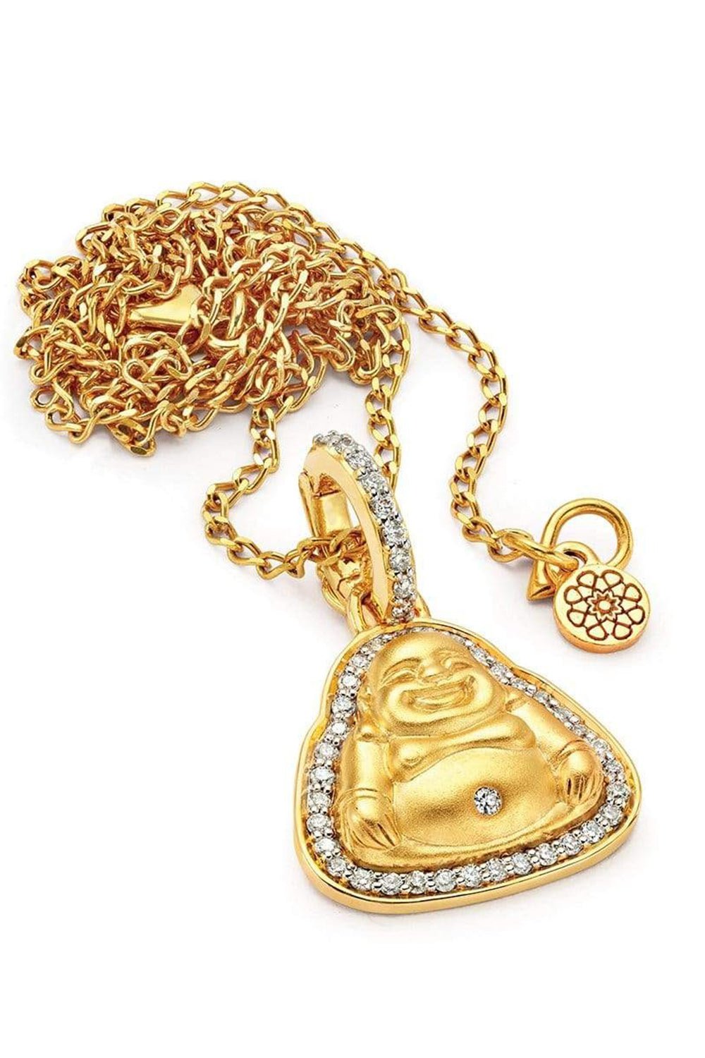 BUDDHA MAMA-Small Matte Happy Buddha Pendant-YELLOW GOLD