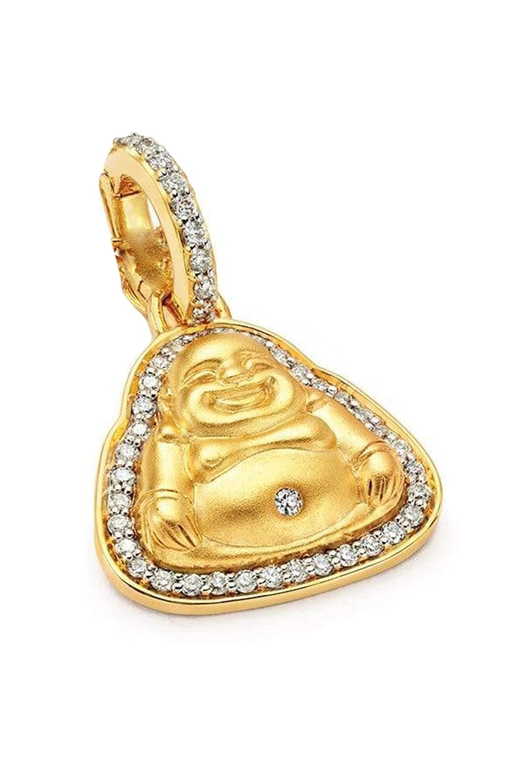 BUDDHA MAMA-Small Matte Happy Buddha Pendant-YELLOW GOLD