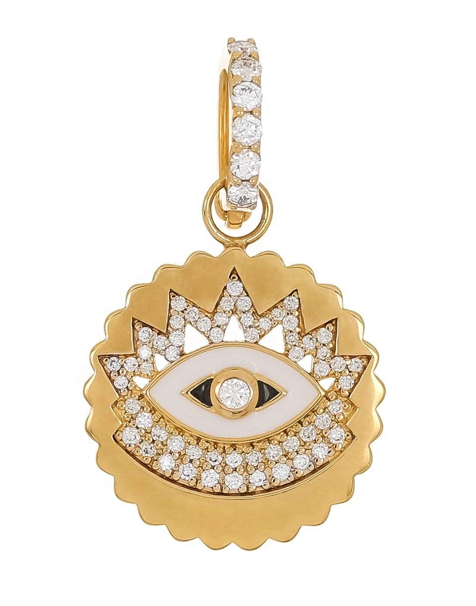 BUDDHA MAMA-Small Scalloped Evil Eye Pendant-YELLOW GOLD