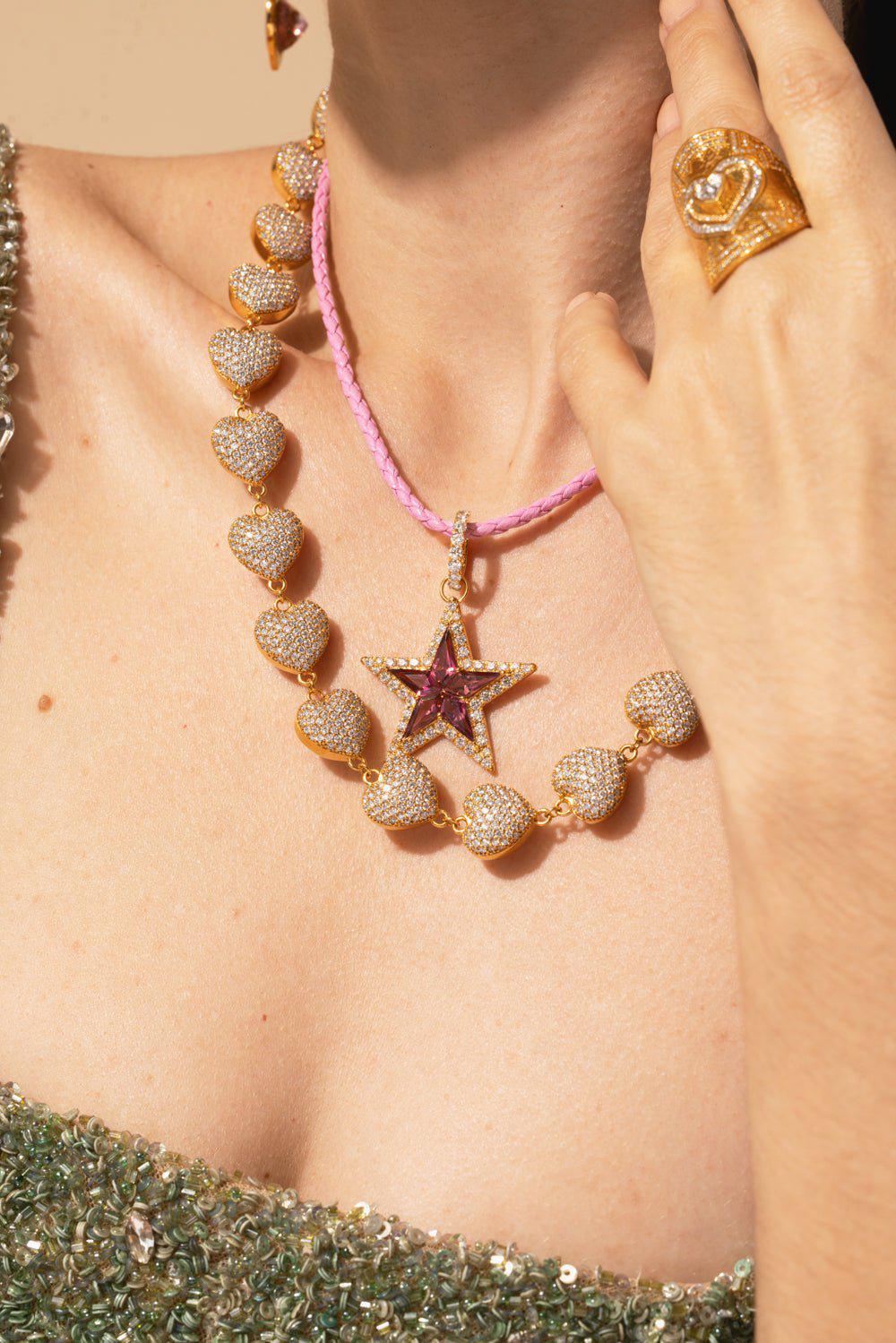 BUDDHA MAMA-Tourmaline Kite Star Pendant-YELLOW GOLD