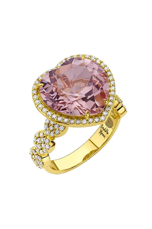 Morganite Diamond Heart Ring-YELLOW GOLD-7-JEWELRYFINE JEWELRING-BUDDHA MAMA