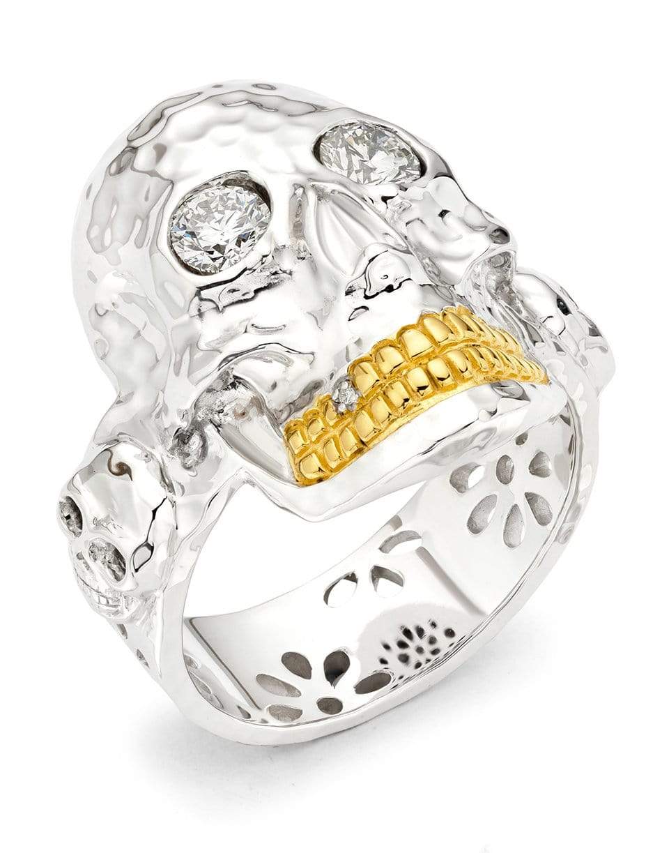 BUDDHA MAMA-White Gold Diamond Skull Ring-WHITE GOLD