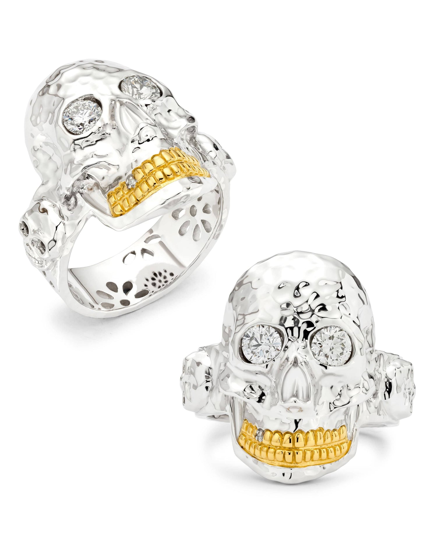 BUDDHA MAMA-White Gold Diamond Skull Ring-WHITE GOLD
