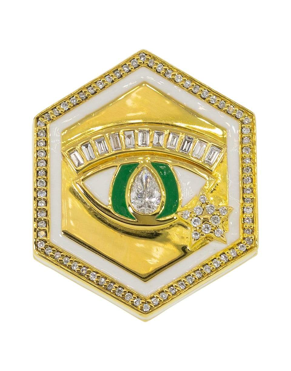 BUDDHA MAMA-Evil Eye Signet Ring-YELLOW GOLD