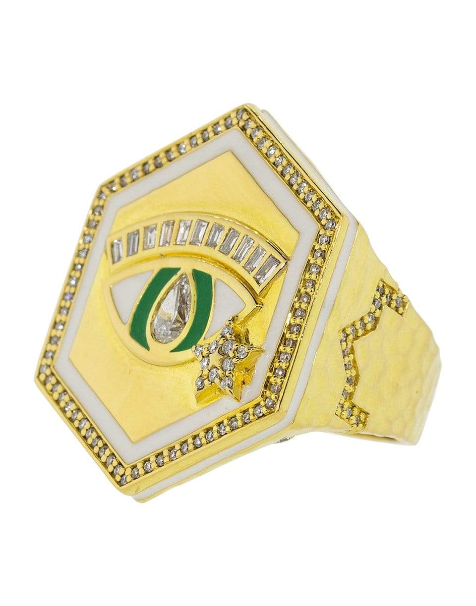 BUDDHA MAMA-Evil Eye Signet Ring-YELLOW GOLD